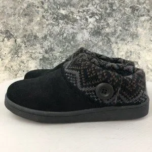 Clarks Women's Knit Scuff Slippers – Open-Back Comfort Slippers With Flexible Sole & Button Detail